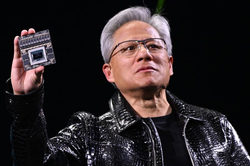 Nvidia CEO Jensen Huang during the keynote presentation at CES 2025 in Las Vega