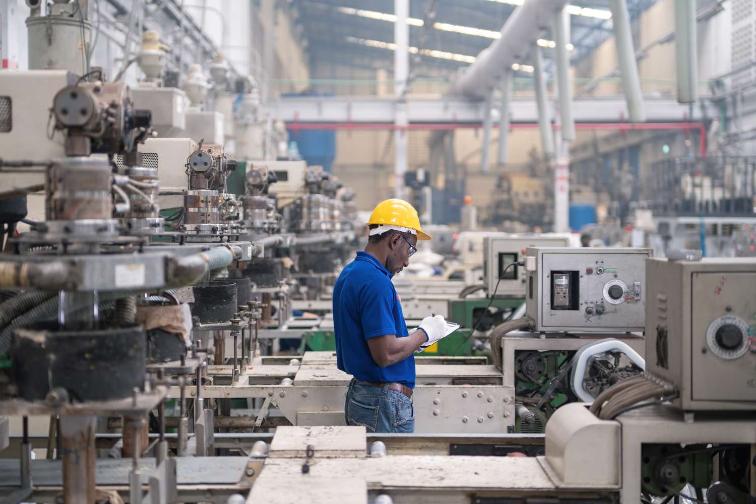 A man working on a production line