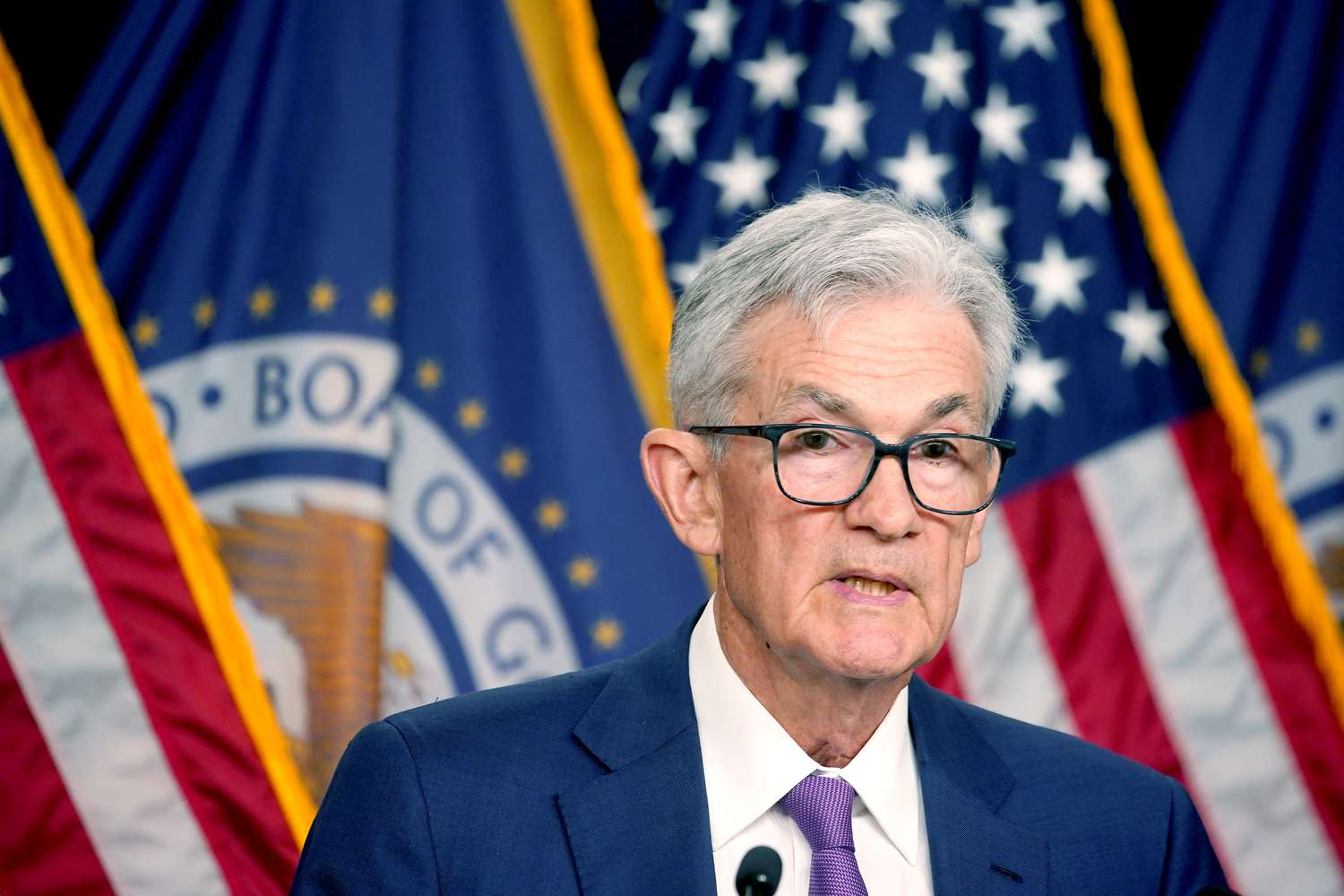 Federal Reserve Chair Jerome Powell speaks at news conference following the Federal Open Market Committee meeting in Washington, DC, US, on Wednesday, May 1, 2024.