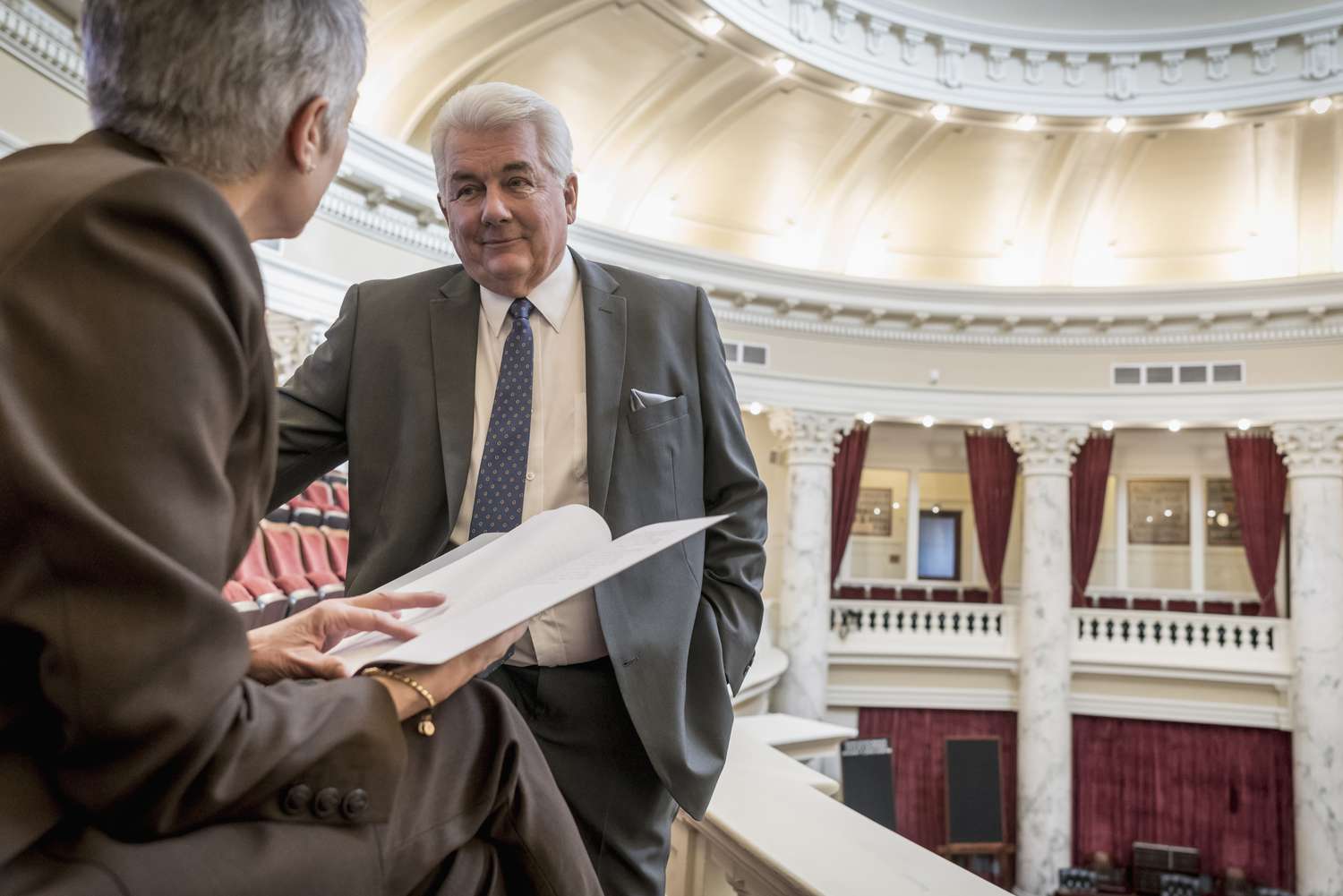 Politicians talking in a government building