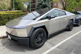Tesla Cybertruck parked on street in Queens