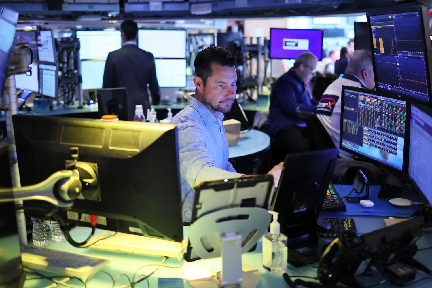 Traders work on the floor of the New York Stock Exchange
