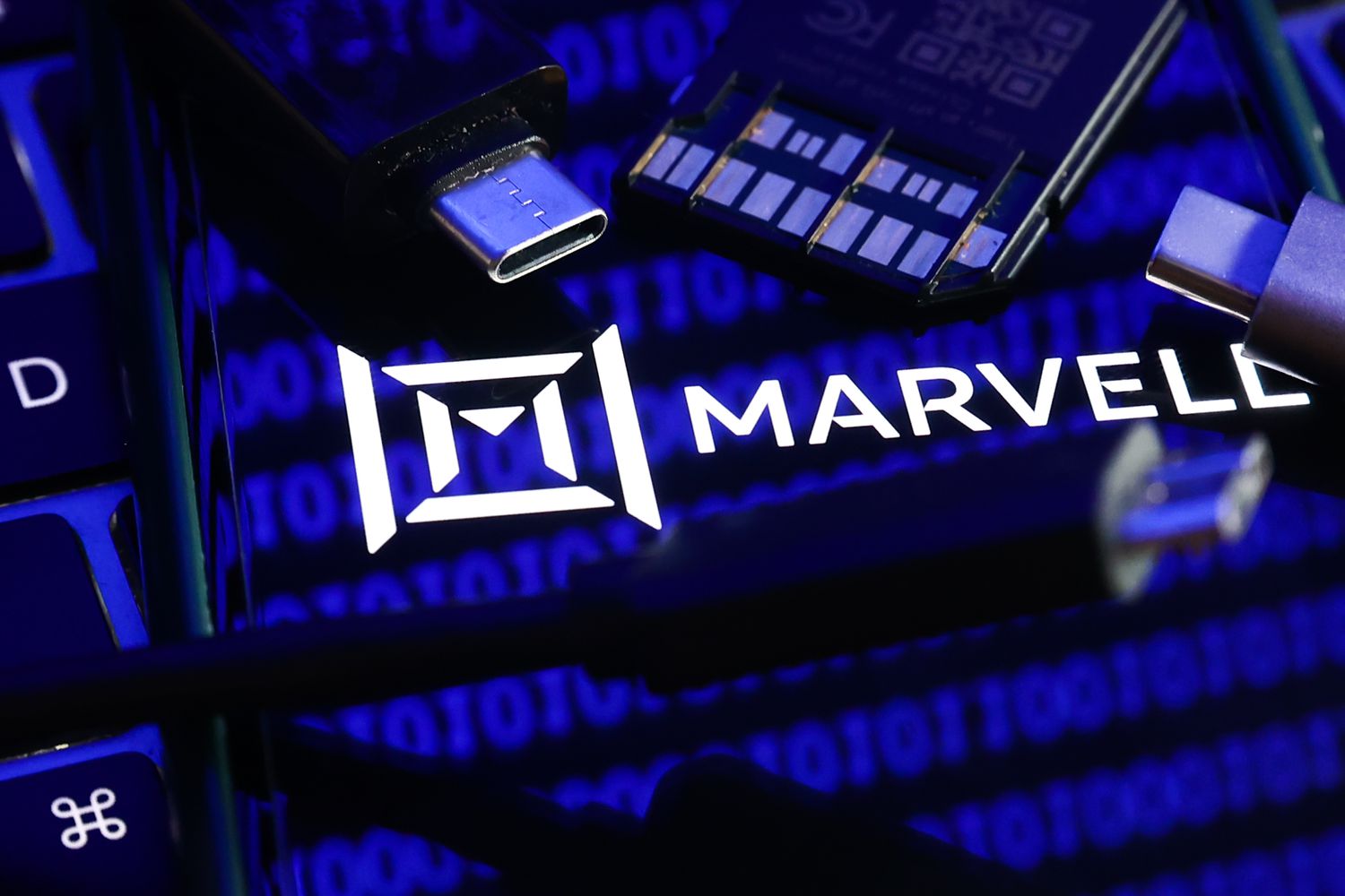 The Marvell logo on display.