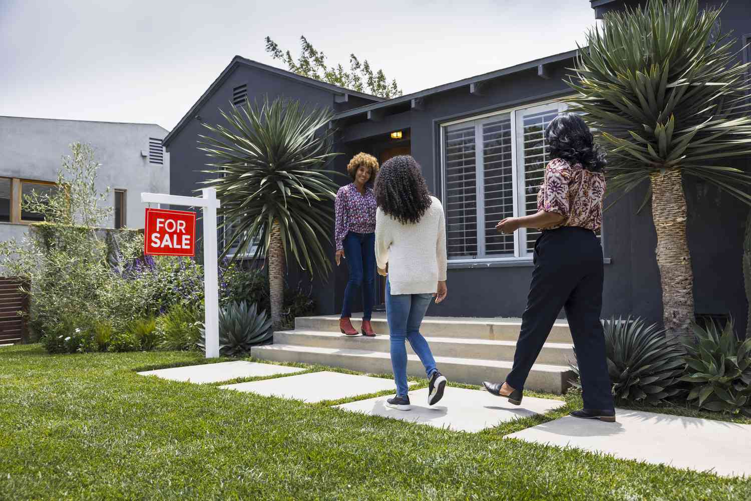 Couple looking at house