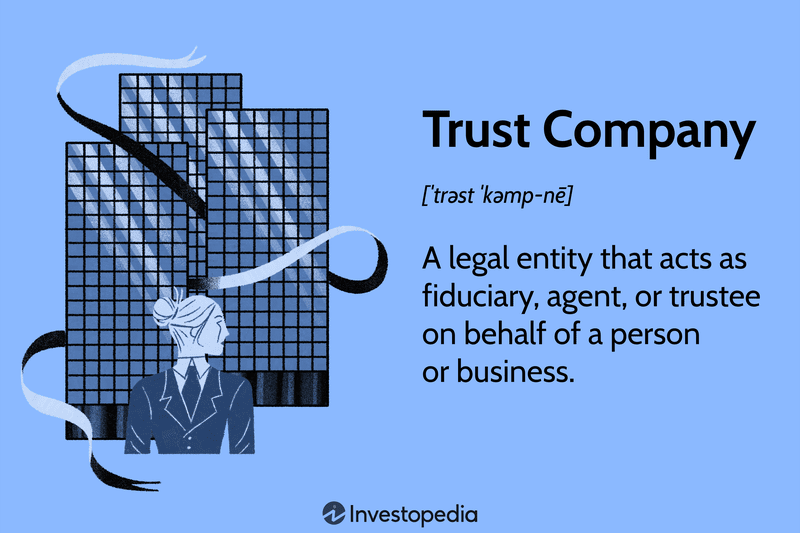 Trust Company: A legal entity that acts as fiduciary, agent, or trustee on behalf of a person or business.