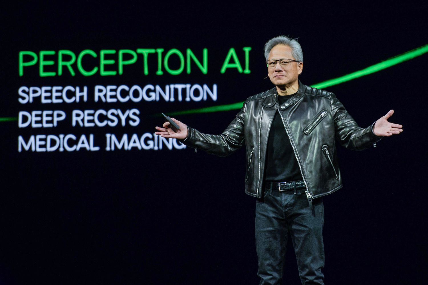 Nvidia CEO Jensen Huang speaking at the company's GTC event in San Jose, California, on March 18, 2025.