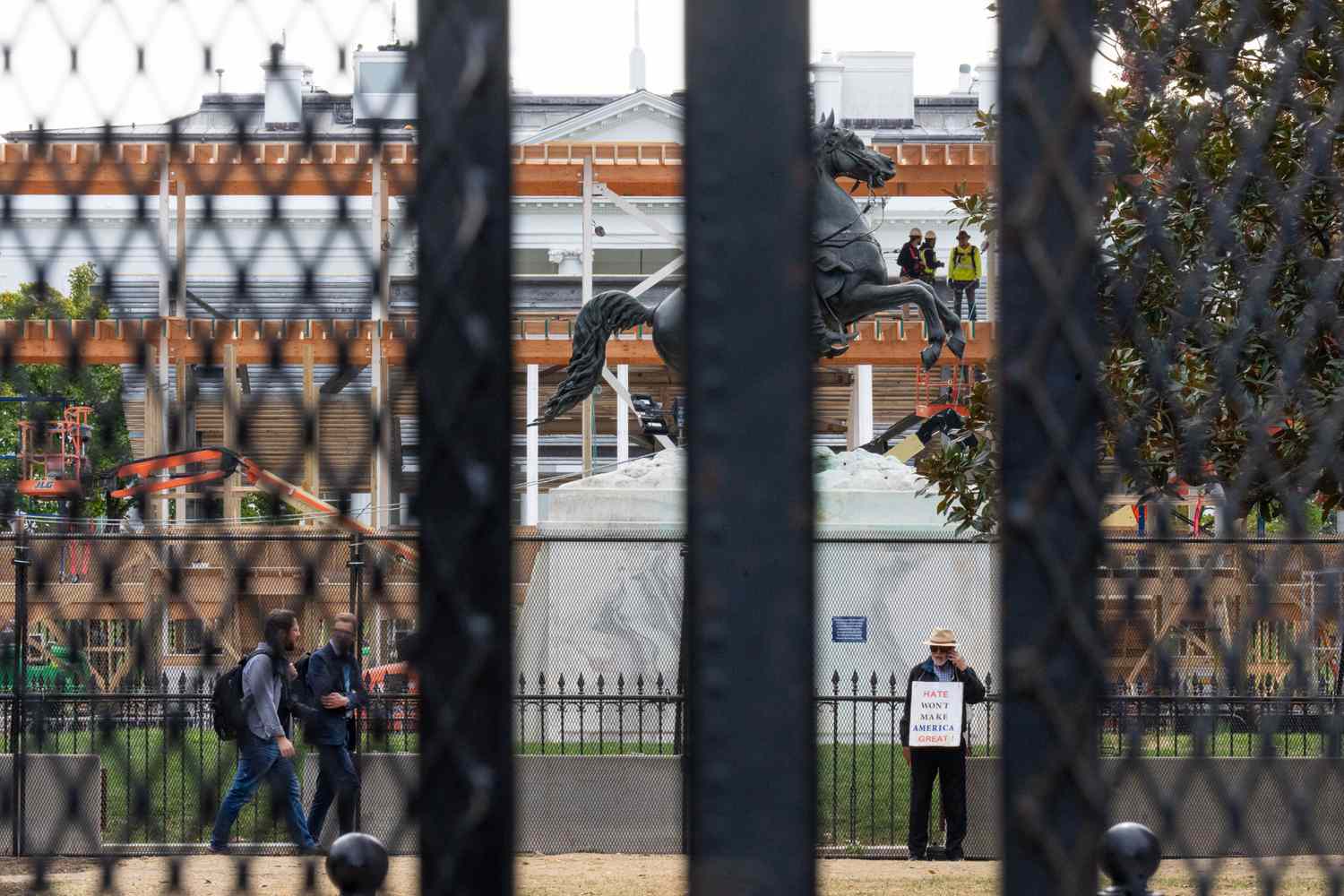 Anti-climb riot fences Security surround Lafayette Square across from the White House in Washington ahead of Election Day on Monday, November 4, 2024. 