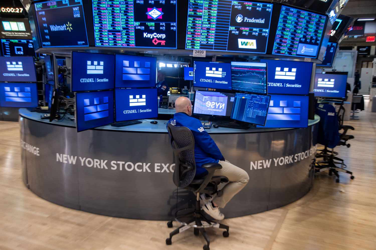A trader works on the floor of the New York Stock Exchange
