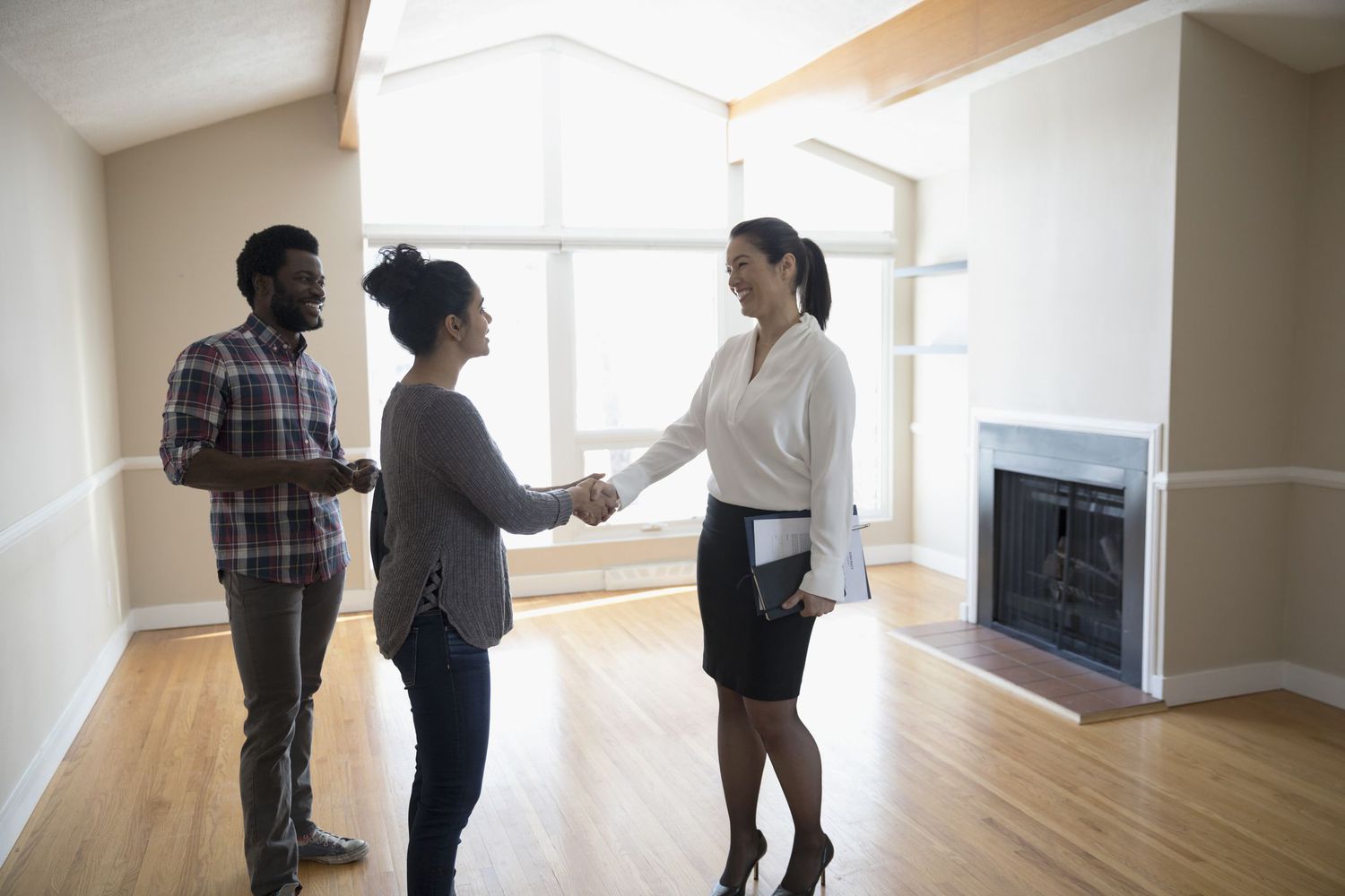 Young couple buying a house