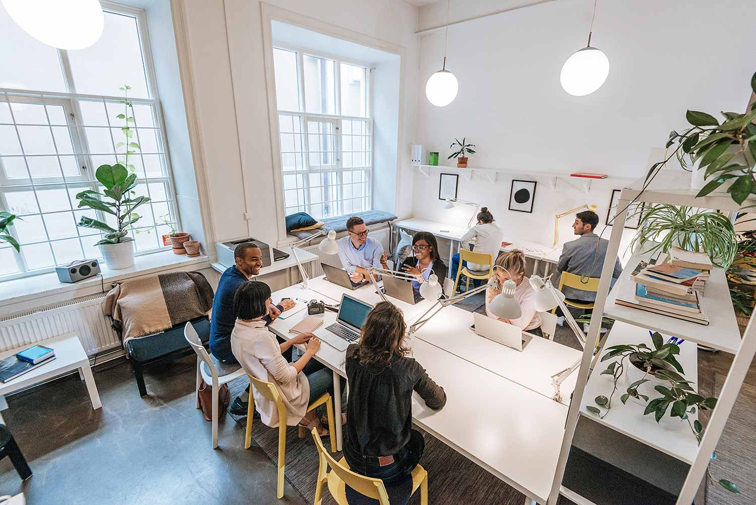 Modern business office with multi-ethnic team