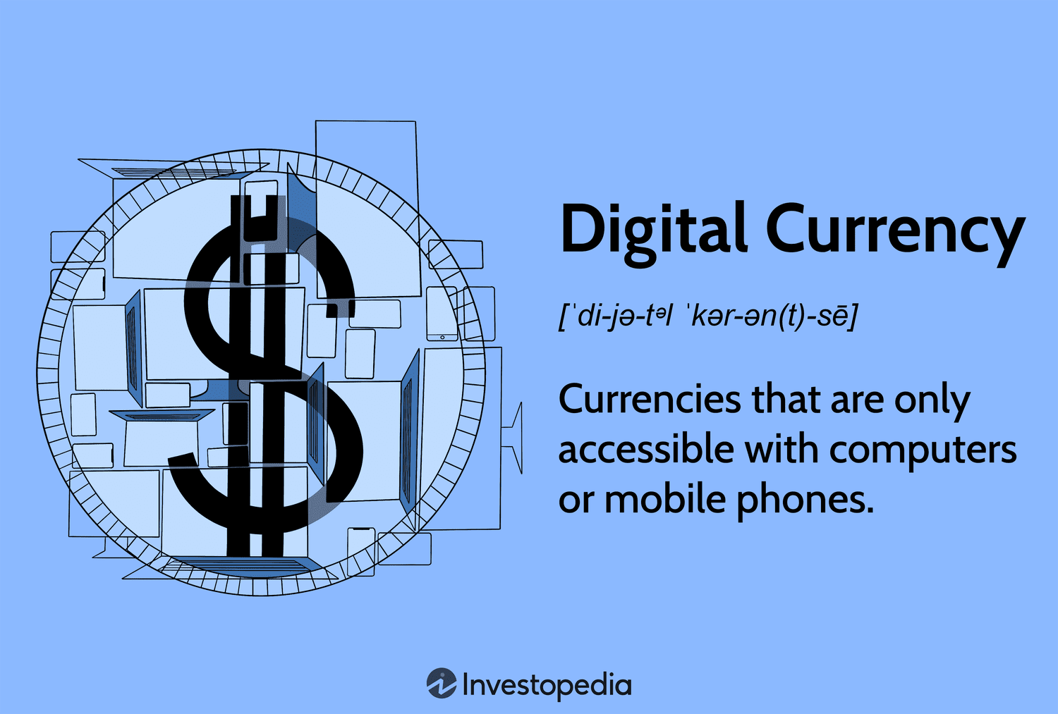 Digital Currency: Currencies that are only accessible with computers or mobile phones.