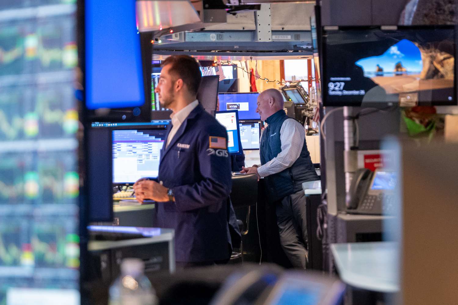 Traders work on the floor of the New York Stock Exchange (NYSE).