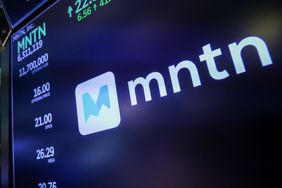MNTN's logo seen on the floor of the New York Stock Exchange today. 