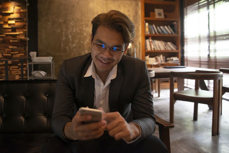 Man using smartphone