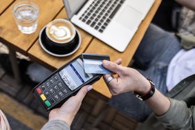 A customer pays with a credit card
