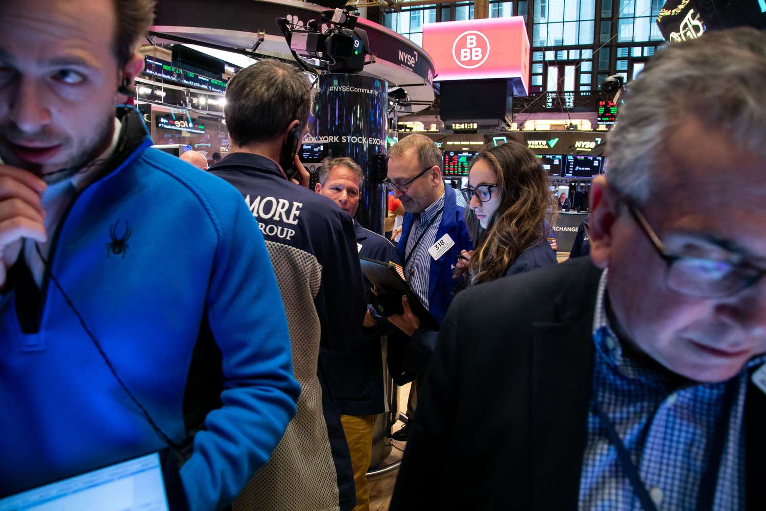 Traders work during the BBB Foods Inc. initial public offering (IPO) on the floor of the New York Stock Exchange (NYSE).