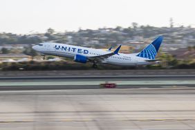 United Airlines plane takes off.