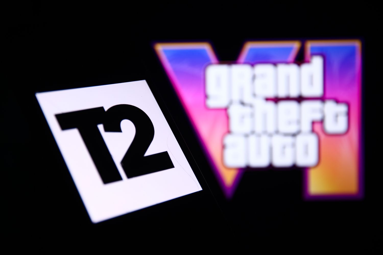 The Take-Two logo and the logo for its 'GTA VI' game. 