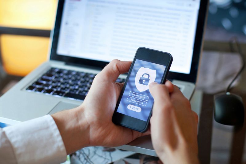 data security concept, login and password