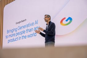 Google CEO Sundar Pichai addresses the crowd during Google's annual I/O developers conference.
