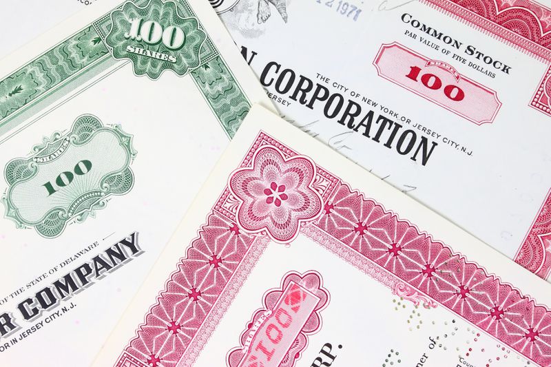 Certificates for old stocks and bonds 