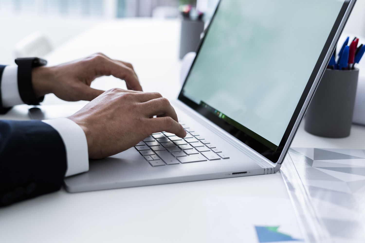 Hands on a computer
