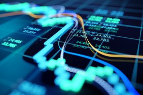 Close-up of a stock market graph