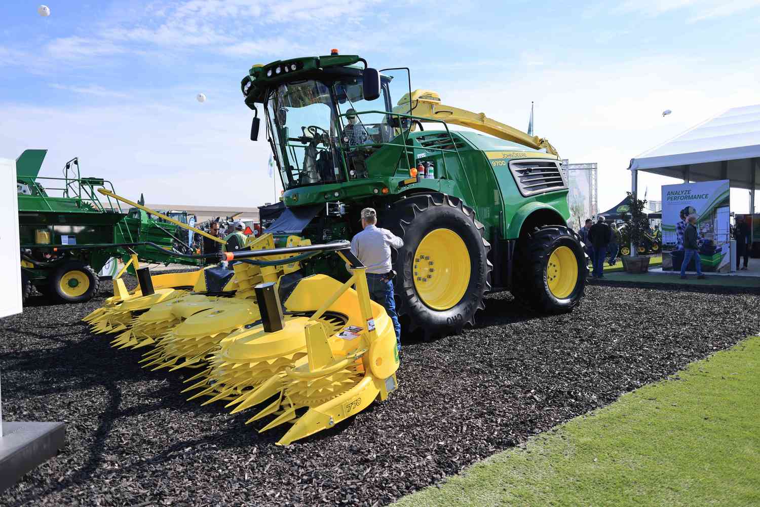 A John Deere 9700 Forage Harvester at the World Agriculture Expo in Tulare, California, US, on Tuesday, Feb. 13, 2024. 