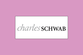 Image shows Charles Schwab logo in the center of a purple background.