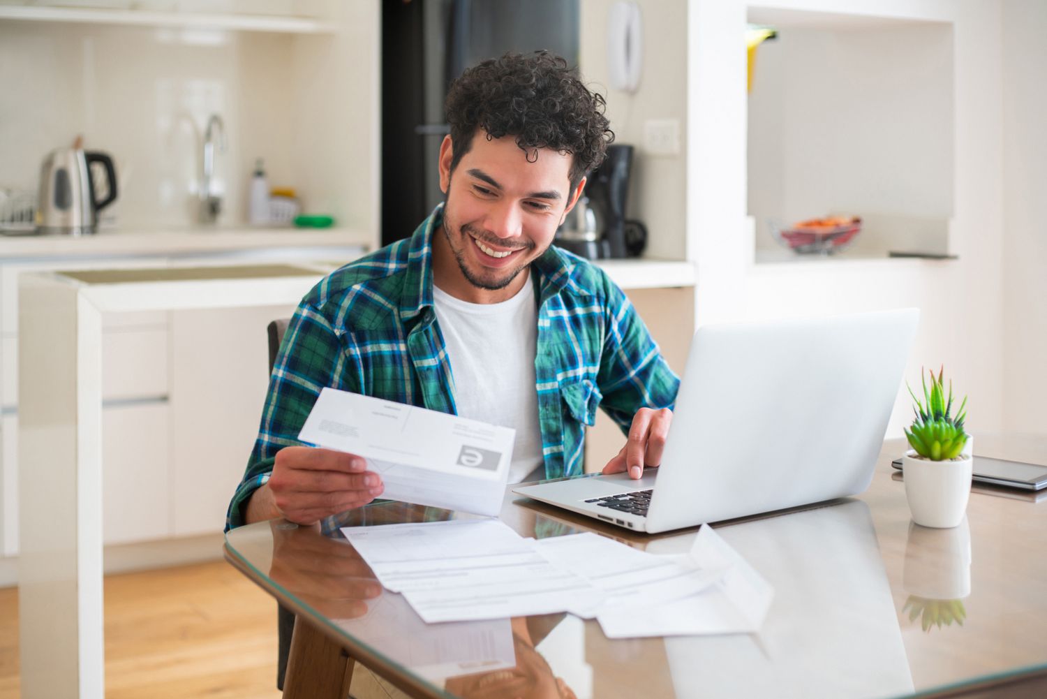 Young man applying for a loan