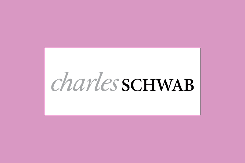 Image shows Charles Schwab logo in the center of a purple background.