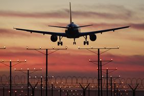 Plane lands at Los Angeles International Airport