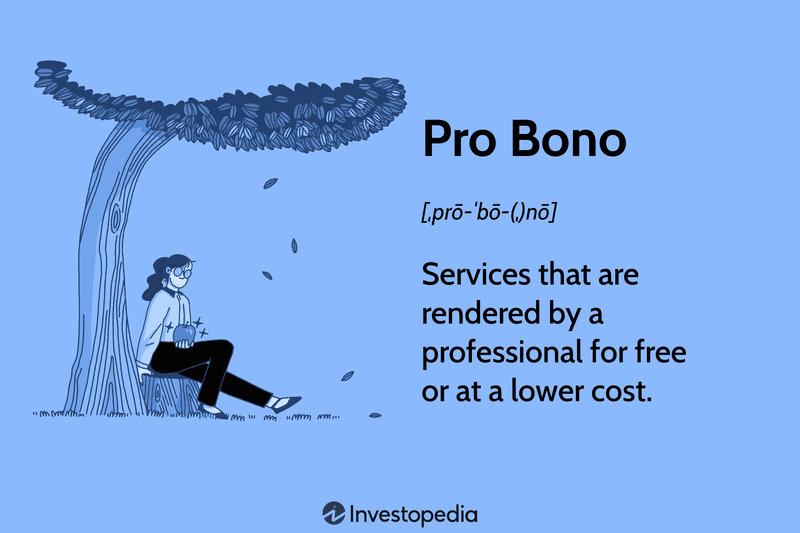 Pro Bono: Services that are rendered by a professional for free or at a lower cost.