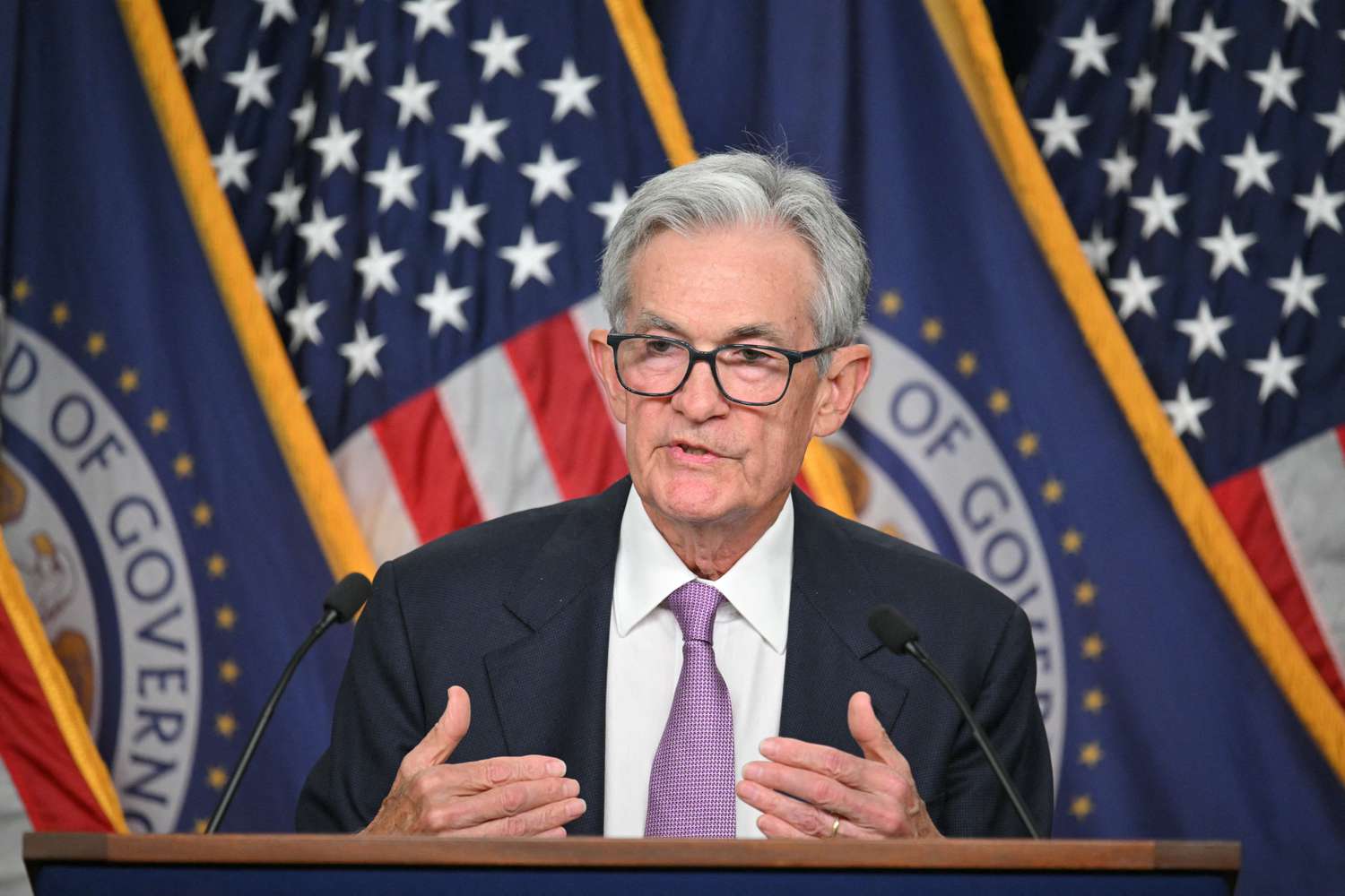 US Federal Reserve chairman Jerome Powell holds a press conference in Washington, DC, on September 18, 2024.