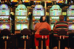 People playing slot machines at the casino in Las Vegas.