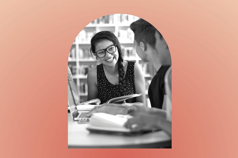 teenagers in the library
