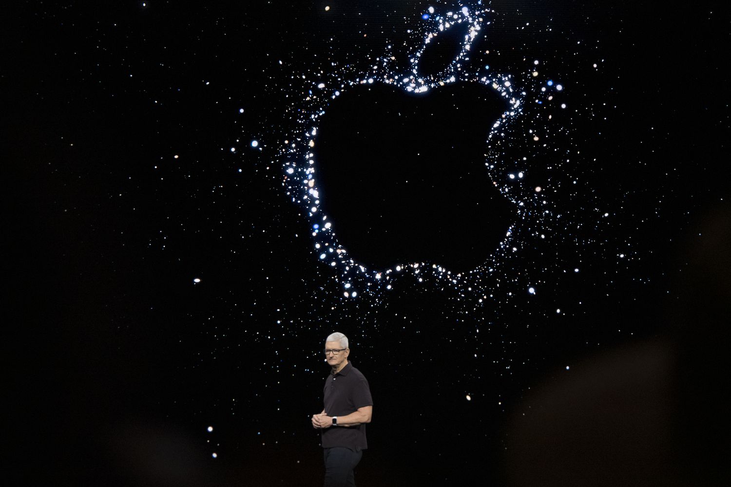 Tim Cook, chief executive officer of Apple Inc., speaks during an event at Apple Park campus in Cupertino, California, US.