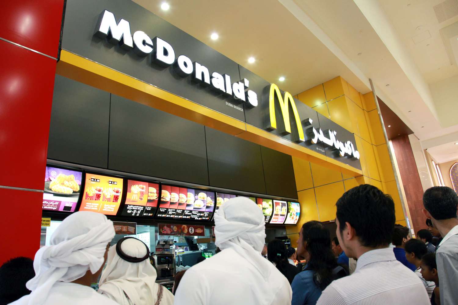 Customers lined up to order at a McDonald's outlet in Dubai, United Arab Emirates