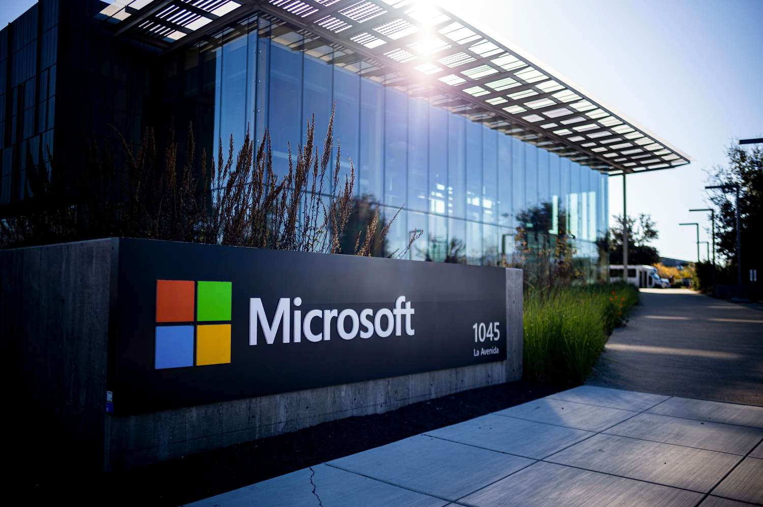Signage outside Microsoft campus.