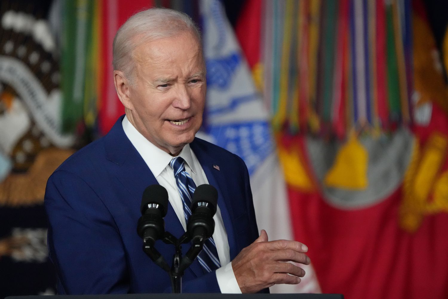 U.S. President Joe Biden speaks at the George E. Wahlen Department of Veterans Affairs Medical Center on August 10, 2023 in Salt Lake City, Utah.