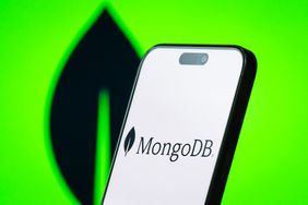 MongoDB logo displayed on a smartphone screen.