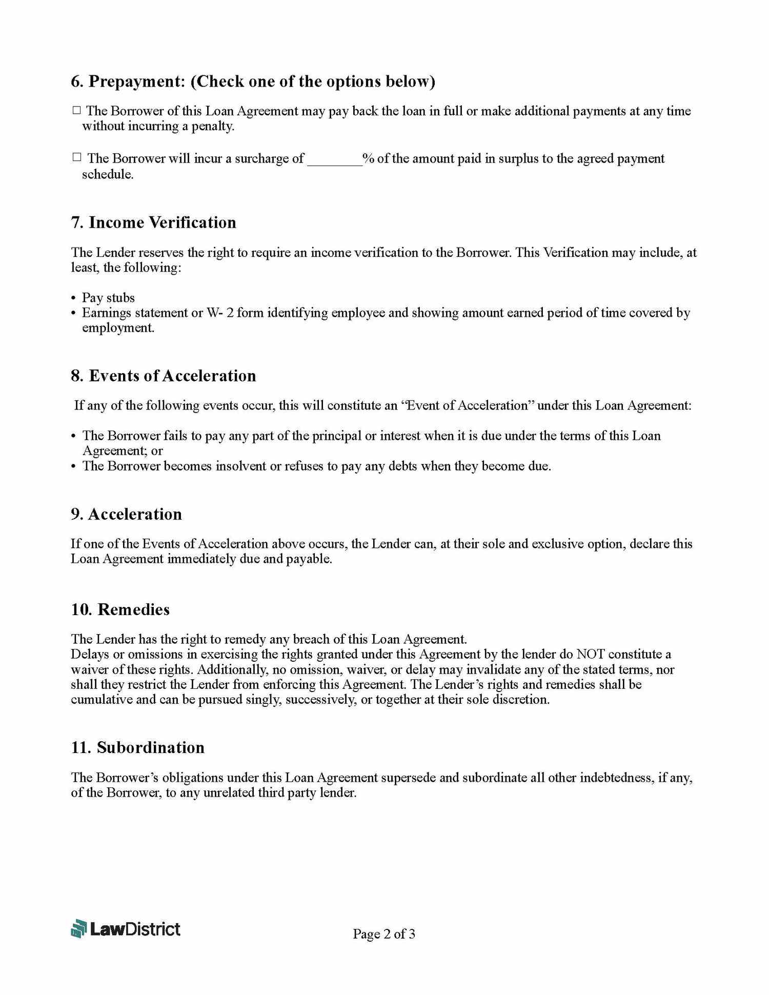 Personal loan agreement, page 2
