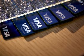 Visa cards fanned out.