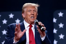 former us president donald trumps peaks at a town hall in north carolina