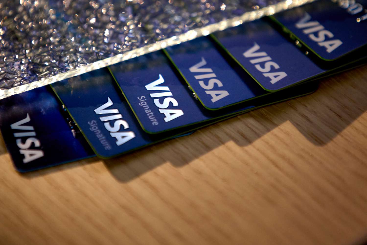 Visa cards fanned out.