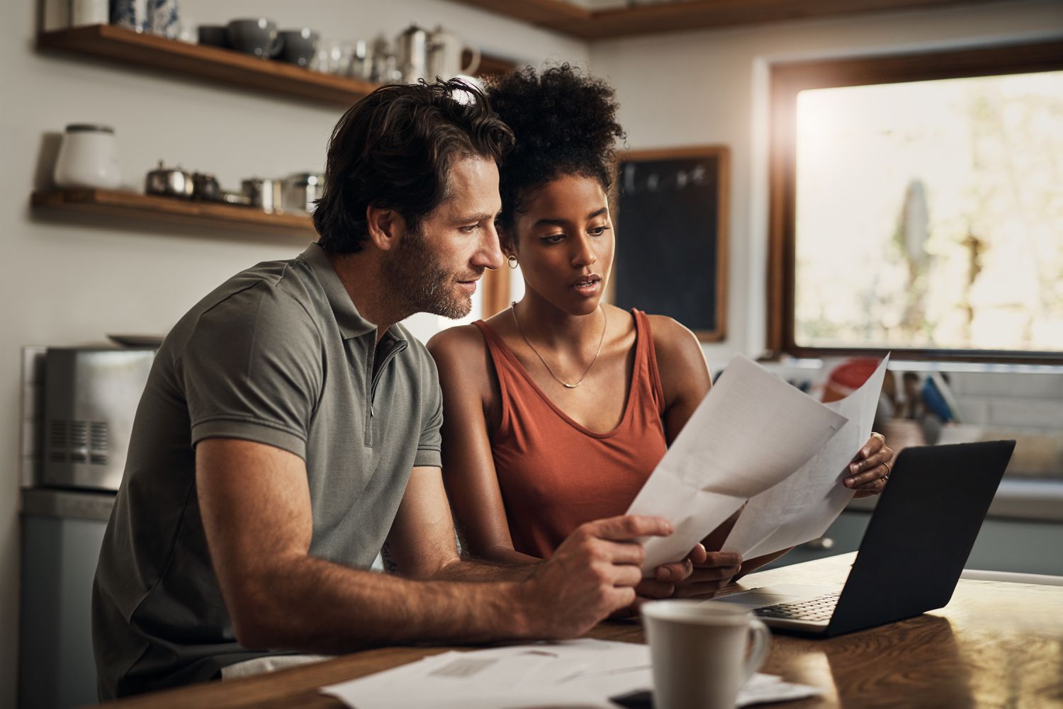 A couple reviewing their finances