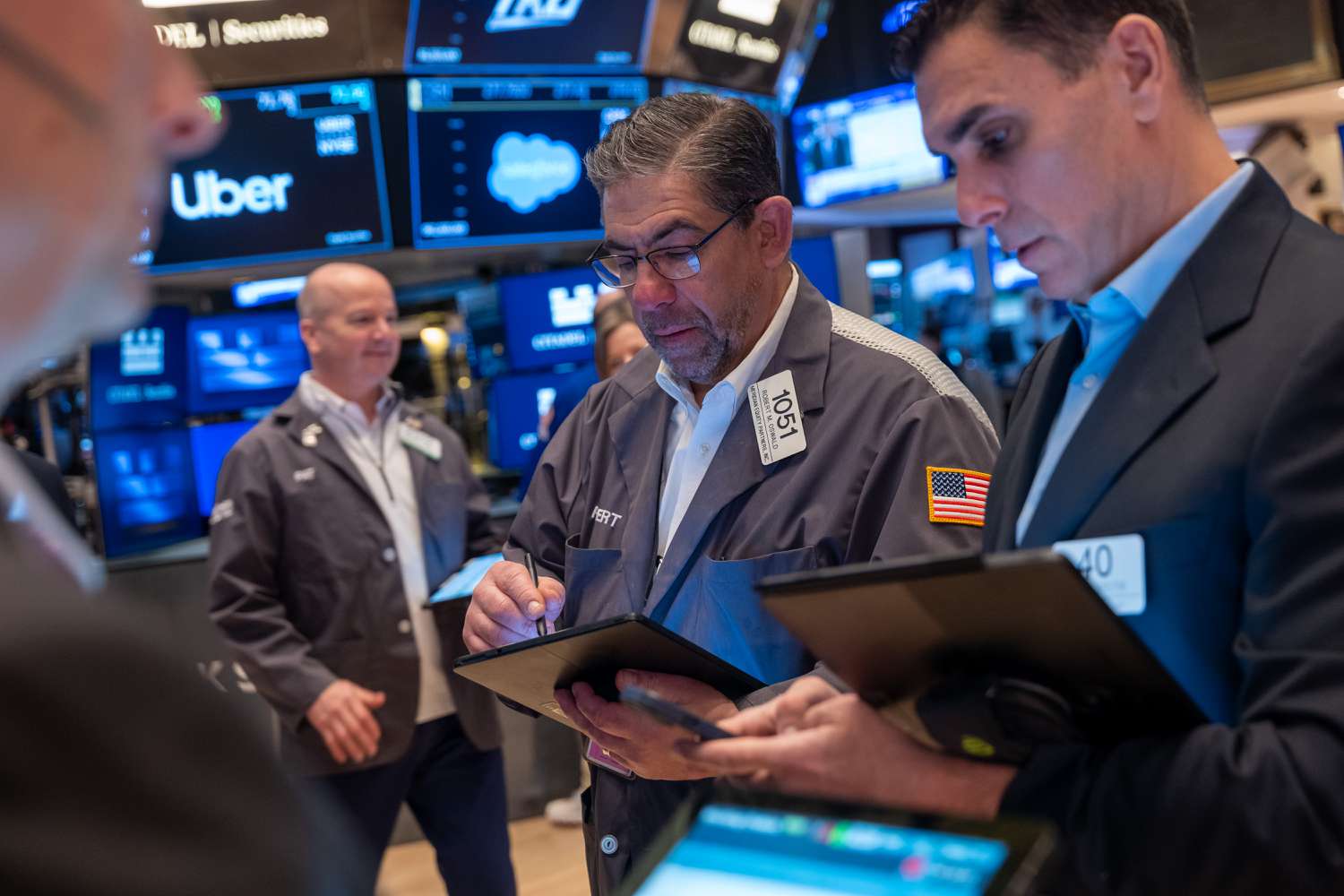  Traders work on the floor of the New York Stock Exchange