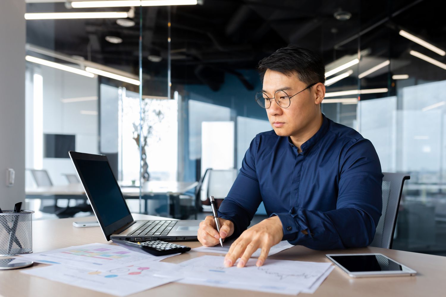 Financial analyst working on asset allocation using Morningstar style boxes.