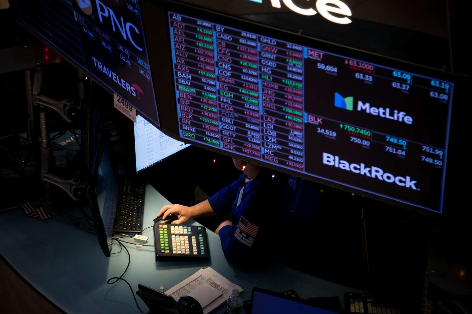 A trader works on the floor of the New York Stock Exchange (NYSE).