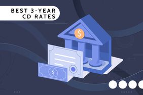 Investopedia custom visual assets shows a bank, a certificate, and a dollar bill, with the title Best 3-Year CD Rates